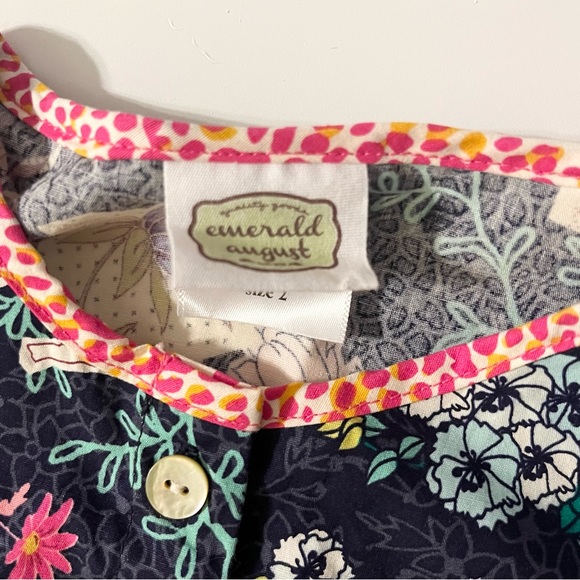 Emerald August Long-Sleeve Deep Blue Pink Green Purple  Floral Dress Size 2T - Picture 4 of 12